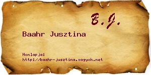 Baahr Jusztina névjegykártya